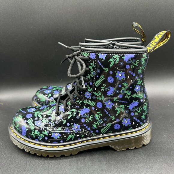 Dr. Martens Junior 1460 Mystic Floral Patent Leather Lace Up Boots Girls 3 - Picture 3 of 6
